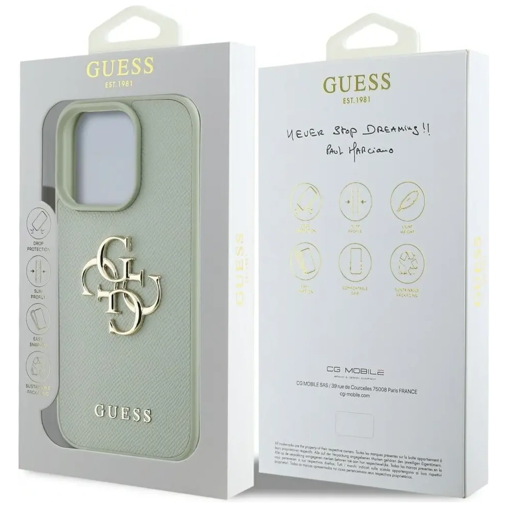 Hurtownia GSM - Etui Guess Grained Big 4G Logo Small Classic Logo do Apple iPhone 16 Pro zelený - GUE4373 - {ean13} - Hurt