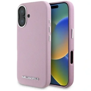 Hurtownia GSM - Karl Lagerfeld Saffiano complet înfășurat logo metalic alungit MagSafe Apple iPhone 16 roz - KLD21943 - {ean13} - Hurt