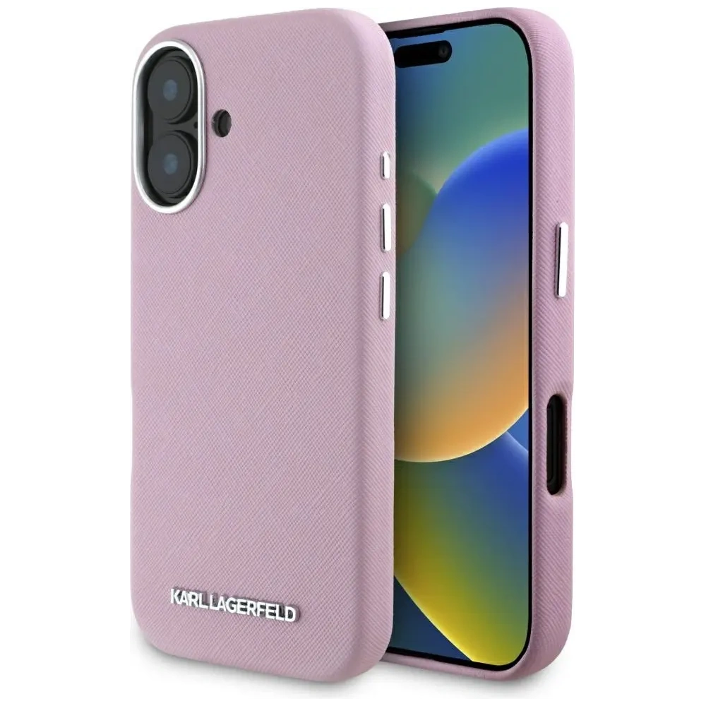 Hurtownia GSM - Karl Lagerfeld Saffiano complet înfășurat logo metalic alungit MagSafe Apple iPhone 16 roz - KLD21943 - {ean13} - Hurt