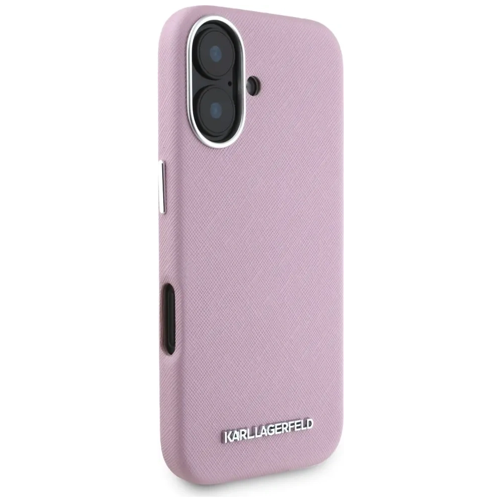 Hurtownia GSM - Etui Karl Lagerfeld Saffiano Full Wrapped Elongated Metal Logo MagSafe pro Apple iPhone 16 růžová - KLD21943 - {ean13} - Hurt