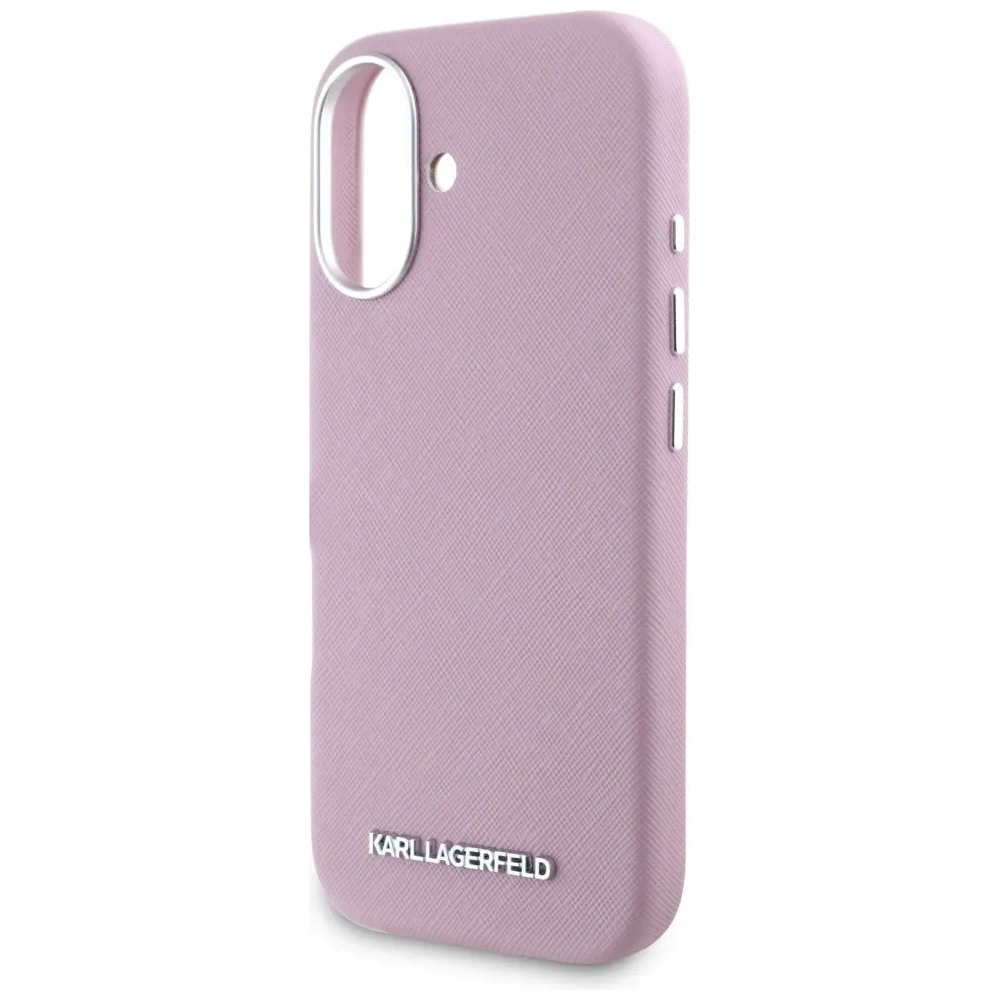 Hurtownia GSM - Etui Karl Lagerfeld Saffiano Full Wrapped Elongated Metal Logo MagSafe pro Apple iPhone 16 růžová - KLD21943 - {ean13} - Hurt