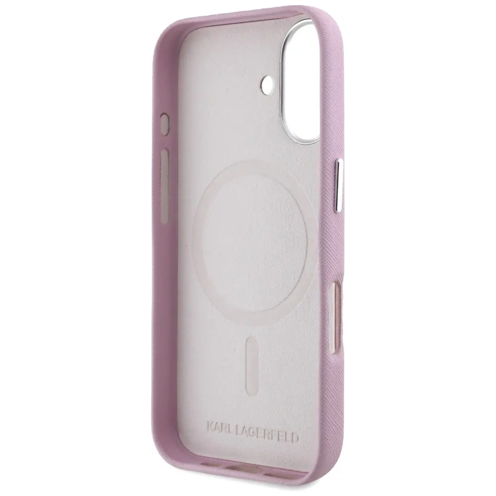 Hurtownia GSM - Karl Lagerfeld Saffiano Voll umwickelt verlängertes Metall-Logo MagSafe Apple iPhone 16 pink - KLD21943 - {ean13} - Hurt