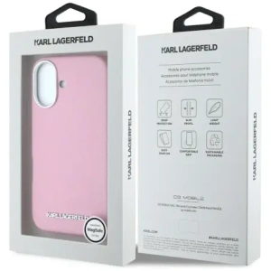 Hurtownia GSM - Karl Lagerfeld Saffiano complet înfășurat logo metalic alungit MagSafe Apple iPhone 16 roz - KLD21943 - {ean13} - Hurt