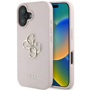 Wholesale Guess Grained Big 4G Logo Small Classic Logo Apple iPhone 16 pink - GUE4374 - {ean13} - Hurt