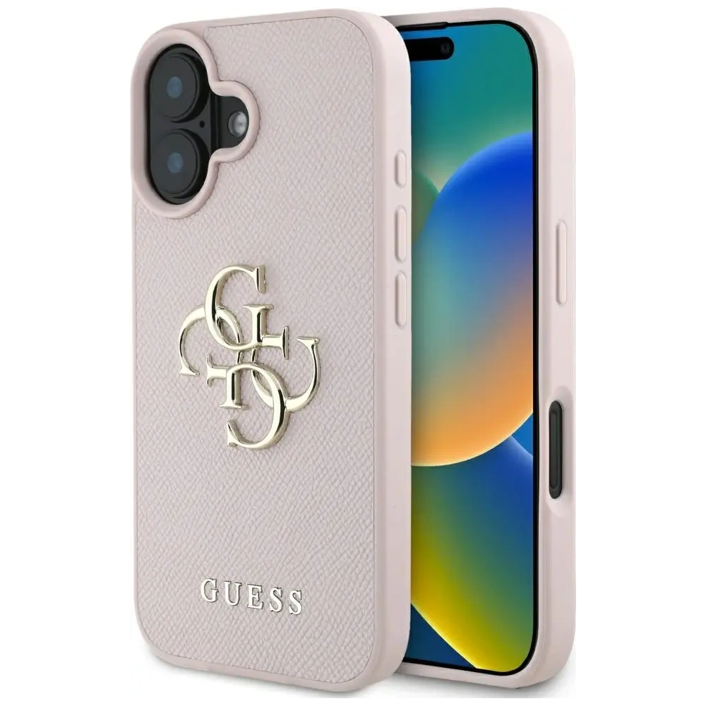 Hurtownia GSM - Guess Grained Big 4G Logo Kicsi Klasszikus Logo Apple iPhone 16 rózsaszín - GUE4374 - {ean13} - Hurt