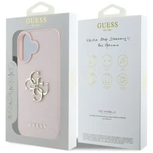 Wholesale Guess Grained Big 4G Logo Small Classic Logo Apple iPhone 16 pink - GUE4374 - {ean13} - Hurt