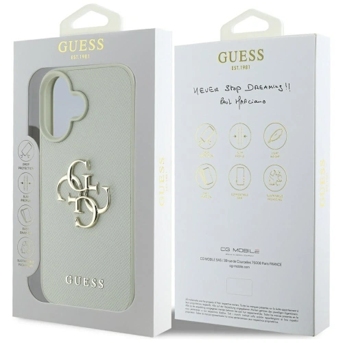 Etui Guess Grained Big 4G Logo Small Classic Logo do Apple iPhone 16 zielony