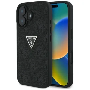 Wholesale Guess Hot Stamp 4G Pattern Triangle Metal Logo Apple iPhone 16 black - GUE4376 - {ean13} - Hurt