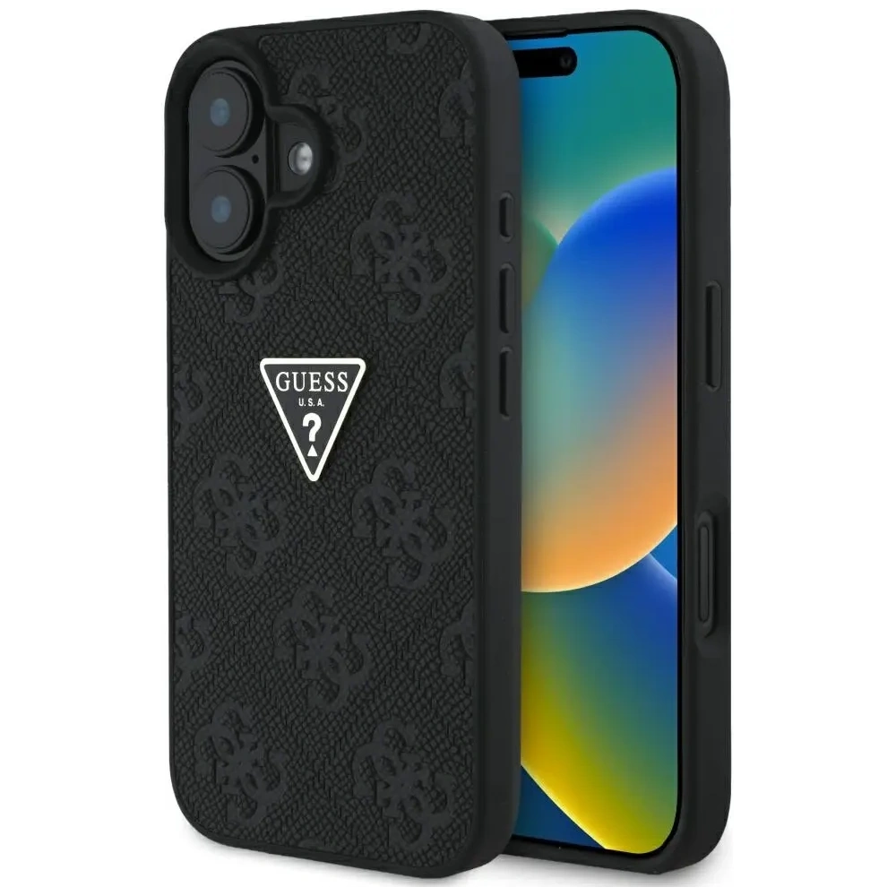 Hurtownia GSM - Guess Hot Stamp 4G Minta Háromszög Fém Logó Apple iPhone 16 fekete - GUE4376 - {ean13} - Hurt