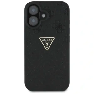 Wholesale Guess Hot Stamp 4G Pattern Triangle Metal Logo Apple iPhone 16 black - GUE4376 - {ean13} - Hurt
