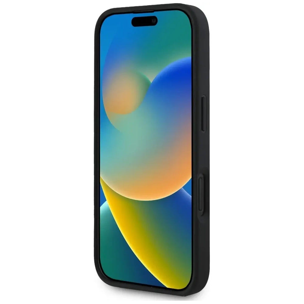 Hurtownia GSM - Guess Hot Stamp 4G Minta Háromszög Fém Logó Apple iPhone 16 fekete - GUE4376 - {ean13} - Hurt