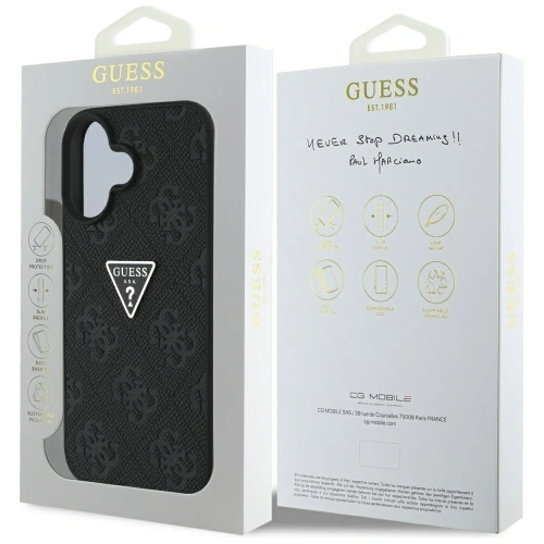 Etui Guess Hot Stamp 4G Pattern Triangle Metal Logo do Apple iPhone 16 czarny