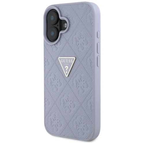 Etui Guess Hot Stamp 4G Pattern Triangle Metal Logo do Apple iPhone 16 fioletowy
