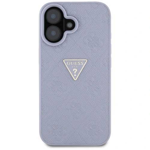 Etui Guess Hot Stamp 4G Pattern Triangle Metal Logo do Apple iPhone 16 fioletowy