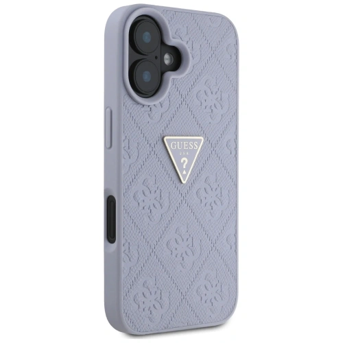 Etui Guess Hot Stamp 4G Pattern Triangle Metal Logo do Apple iPhone 16 fioletowy
