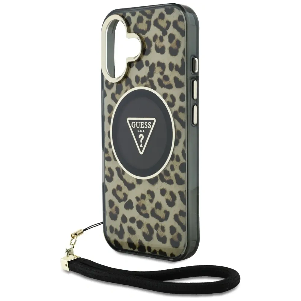 Hurtownia GSM - Guess HC IML Leopárd Háromszög Kábel Pánt Apple iPhone 16 MagSafe barna - GUE4379 - {ean13} - Hurt
