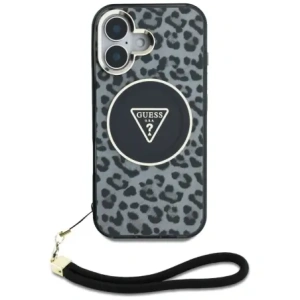 Wholesale Guess HC IML Leopard Triangle Cord Strap Apple iPhone 16 MagSafe black - GUE4380 - {ean13} - Hurt