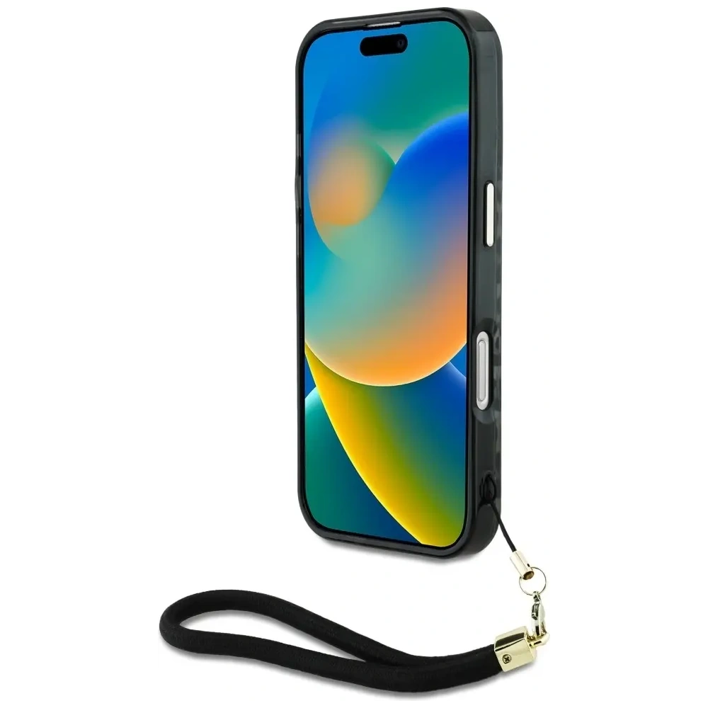 Wholesale Guess HC IML Leopard Triangle Cord Strap Apple iPhone 16 MagSafe black - GUE4380 - {ean13} - Hurt