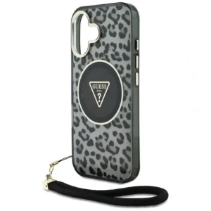 Wholesale Guess HC IML Leopard Triangle Cord Strap Apple iPhone 16 MagSafe black - GUE4380 - {ean13} - Hurt