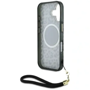 Wholesale Guess HC IML Leopard Triangle Cord Strap Apple iPhone 16 MagSafe black - GUE4380 - {ean13} - Hurt