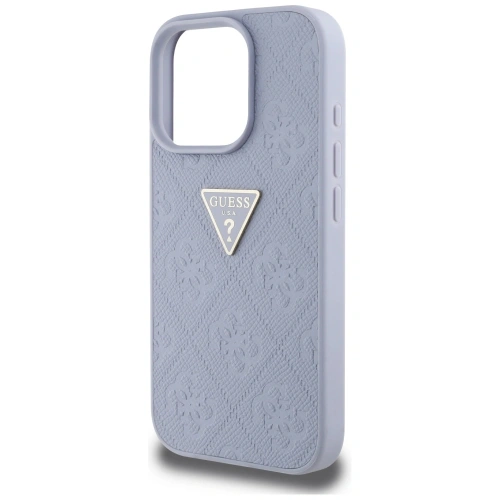 Etui Guess Hot Stamp 4G Pattern Triangle Metal Logo do Apple iPhone 16 Pro fioletowy