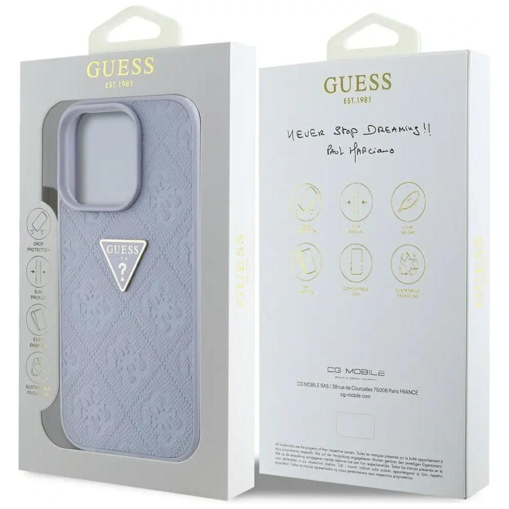 Hurtownia GSM - Etui Guess Hot Stamp 4G Pattern Triangle Metal Logo do Apple iPhone 16 Pro fialová - GUE4381 - {ean13} - Hurt