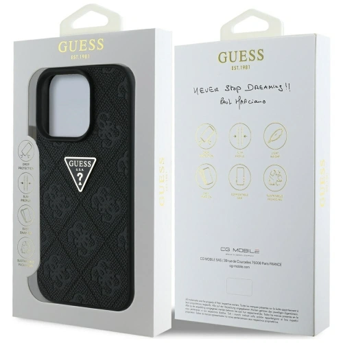 Etui Guess Hot Stamp 4G Pattern Triangle Metal Logo do Apple iPhone 16 Pro Max czarny