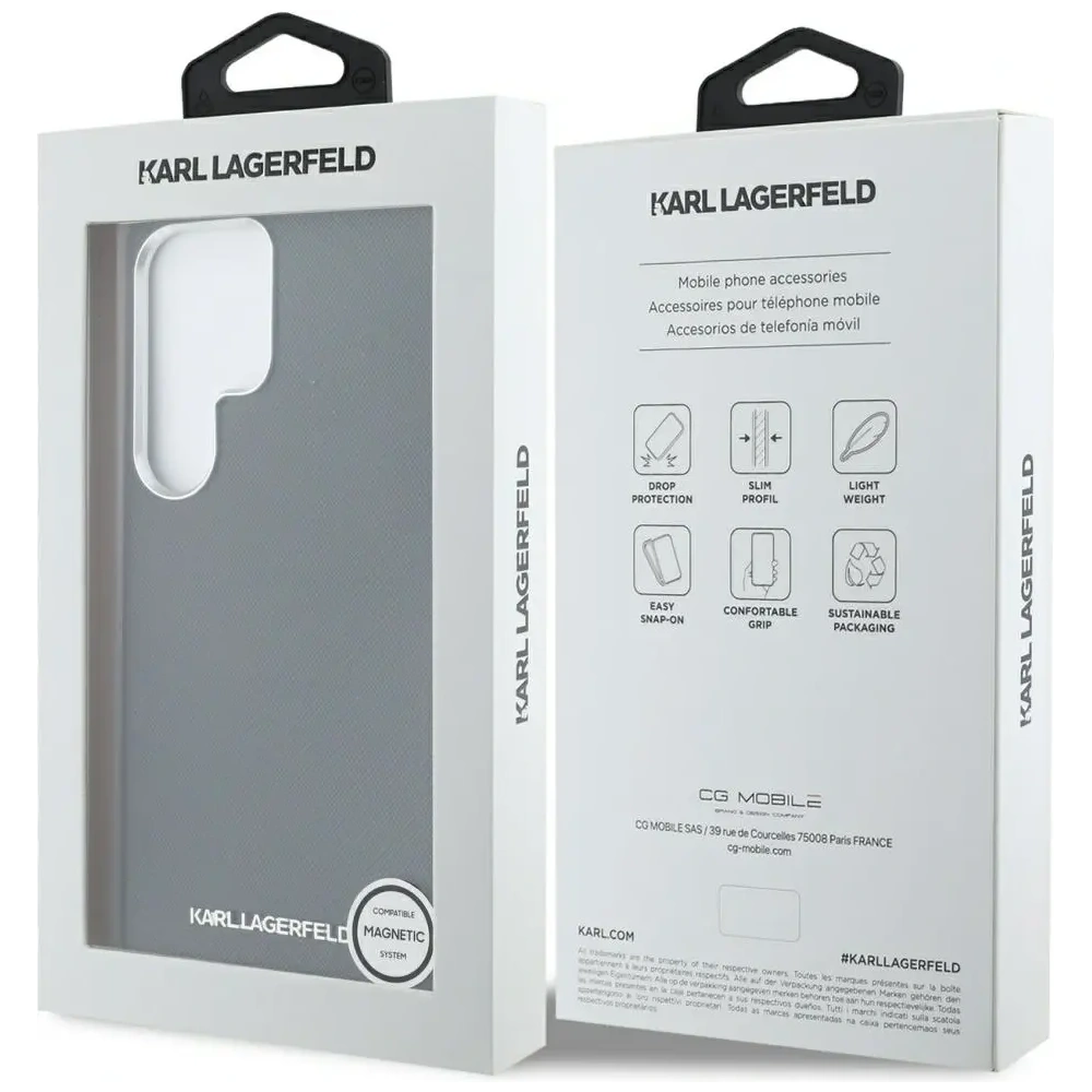 Hurtownia GSM - Etui Karl Lagerfeld Saffiano Full Wrapped Elongated Metal Logo MagSafe pro Samsung Galaxy S25 Ultra černé - KLD21945 - {ean13} - Hurt