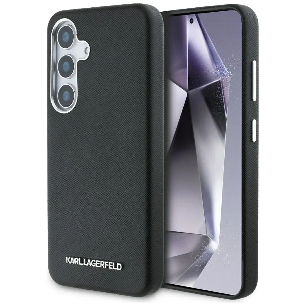Hurtownia GSM - Karl Lagerfeld Saffiano teljesen burkolt hosszúkás fém logó MagSafe Samsung Galaxy S25+ Plus fekete - KLD21946 - {ean13} - Hurt