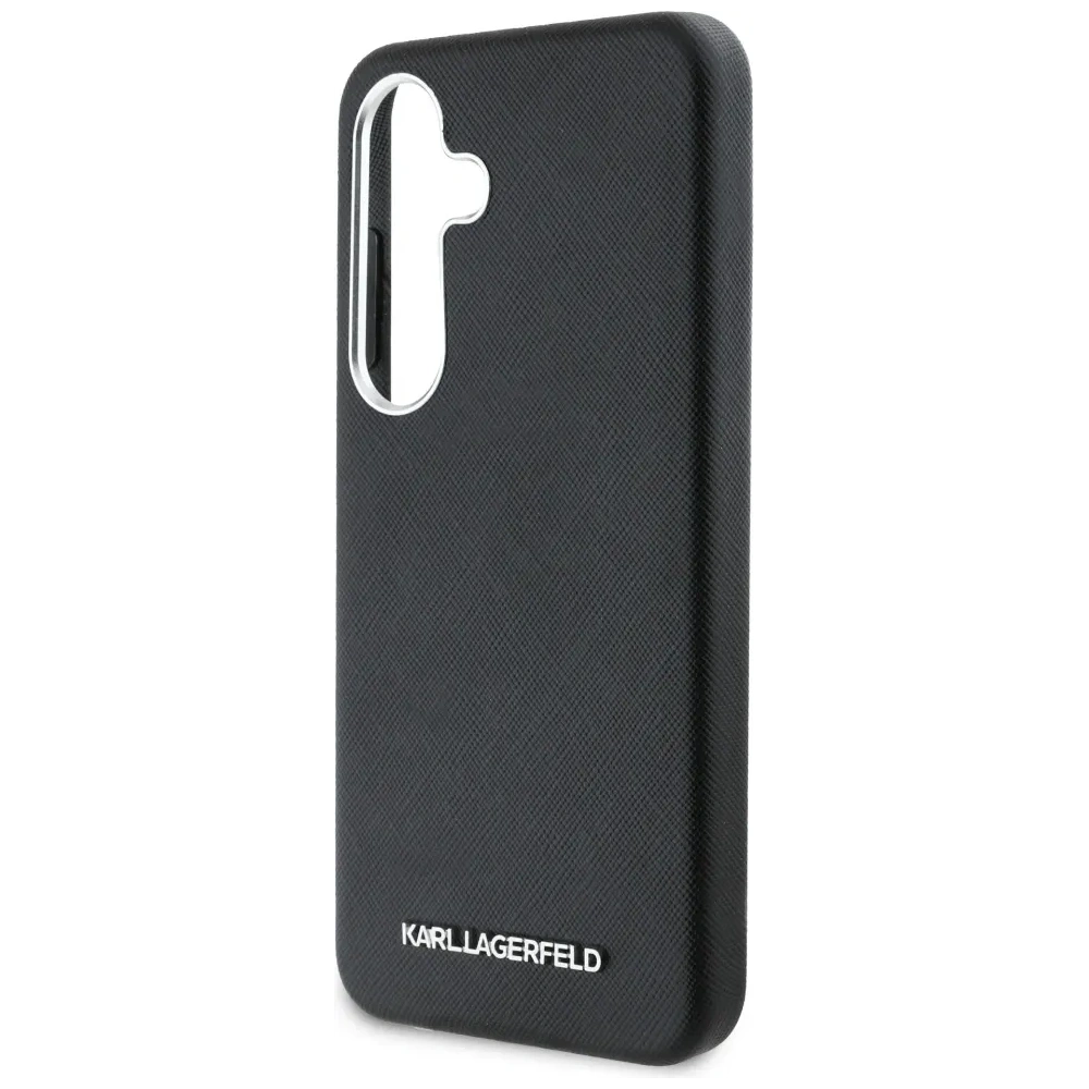 Hurtownia GSM - Karl Lagerfeld Saffiano teljesen burkolt hosszúkás fém logó MagSafe Samsung Galaxy S25+ Plus fekete - KLD21946 - {ean13} - Hurt