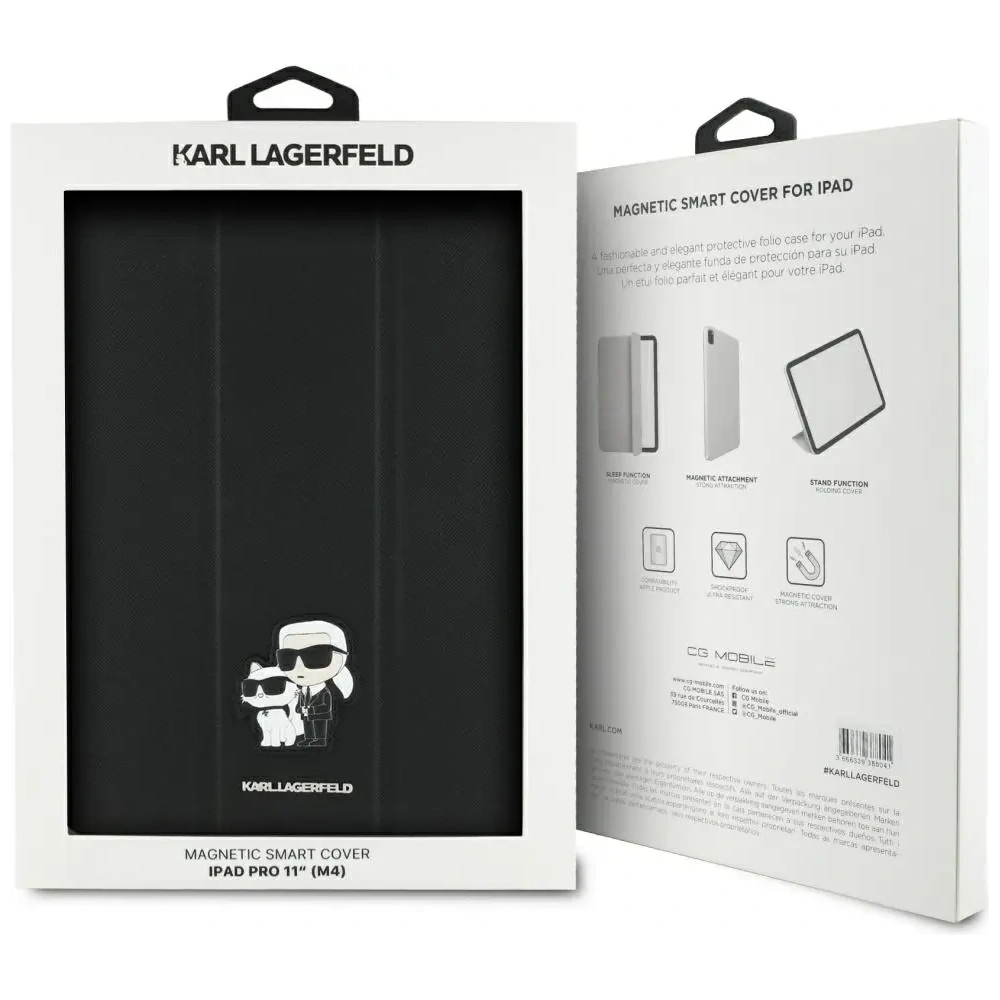 Hurtownia GSM - Karl Lagerfeld KLFC11PM24SAKCK Apple iPad Pro 11" 2024 (5. generáció) Könyvborító Saffiano Magnetic Karl &Choupette fekete - KLD21947 - {ean13} - Hurt