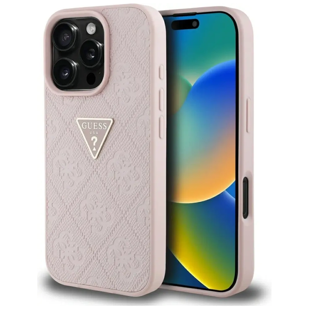 Hurtownia GSM - Etui Guess Hot Stamp 4G Pattern Triangle Metal Logo do Apple iPhone 16 Pro růžový - GUE4385 - {ean13} - Hurt