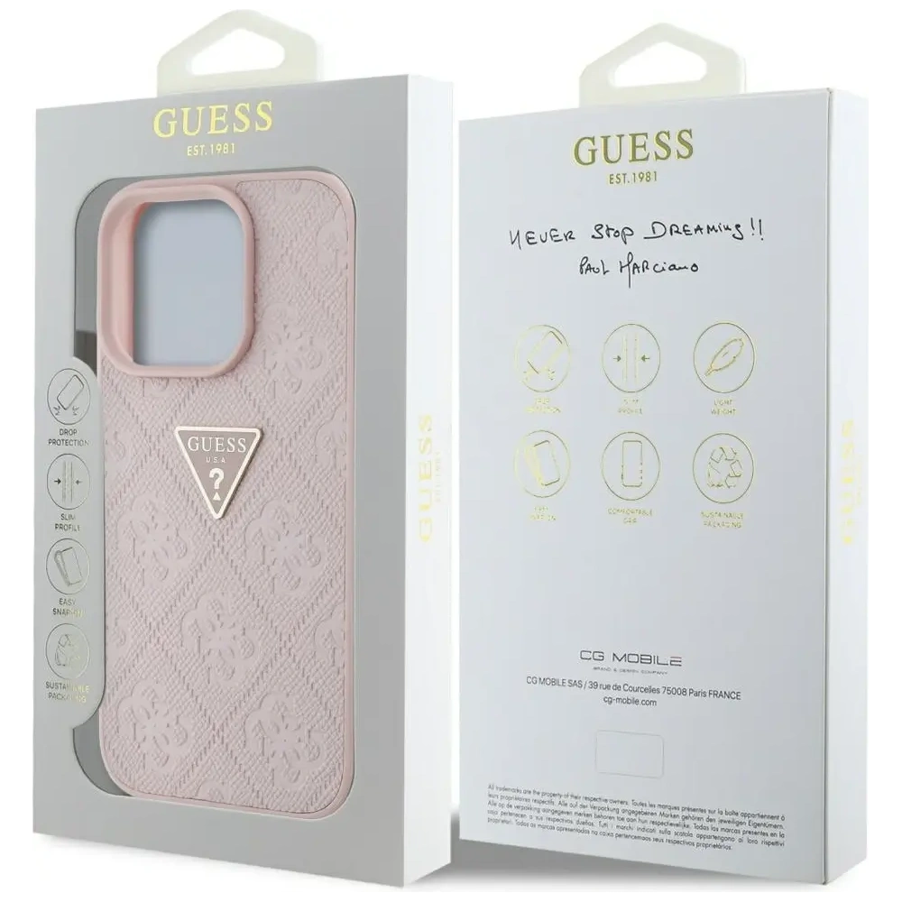 Hurtownia GSM - Etui Guess Hot Stamp 4G Pattern Triangle Metal Logo do Apple iPhone 16 Pro růžový - GUE4385 - {ean13} - Hurt
