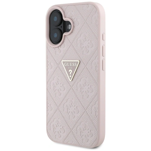 Etui Guess Hot Stamp 4G Pattern Triangle Metal Logo do Apple iPhone 16 różowy
