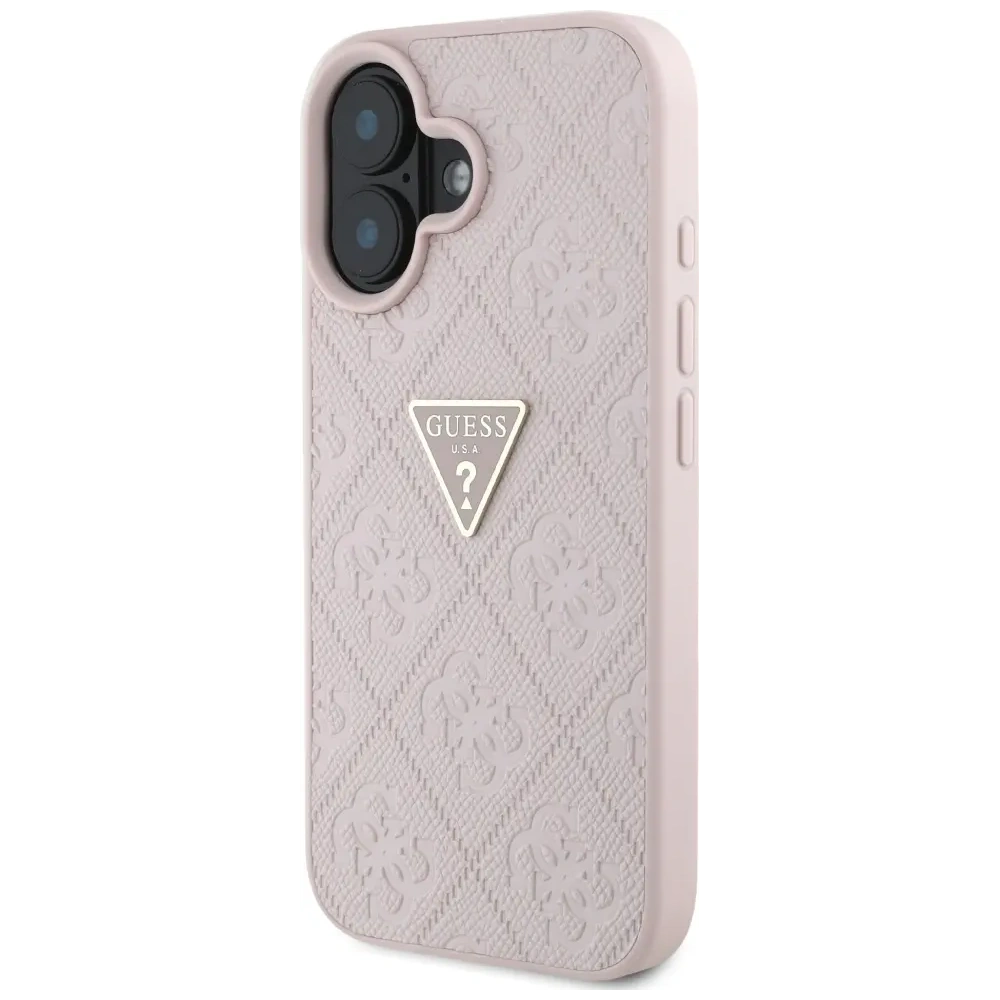 Wholesale Guess Hot Stamp 4G Pattern Triangle Metal Logo Apple iPhone 16 pink - GUE4386 - {ean13} - Hurt