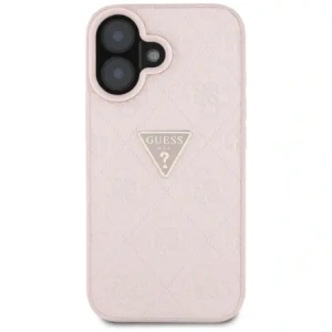 Wholesale Guess Hot Stamp 4G Pattern Triangle Metal Logo Apple iPhone 16 pink - GUE4386 - {ean13} - Hurt