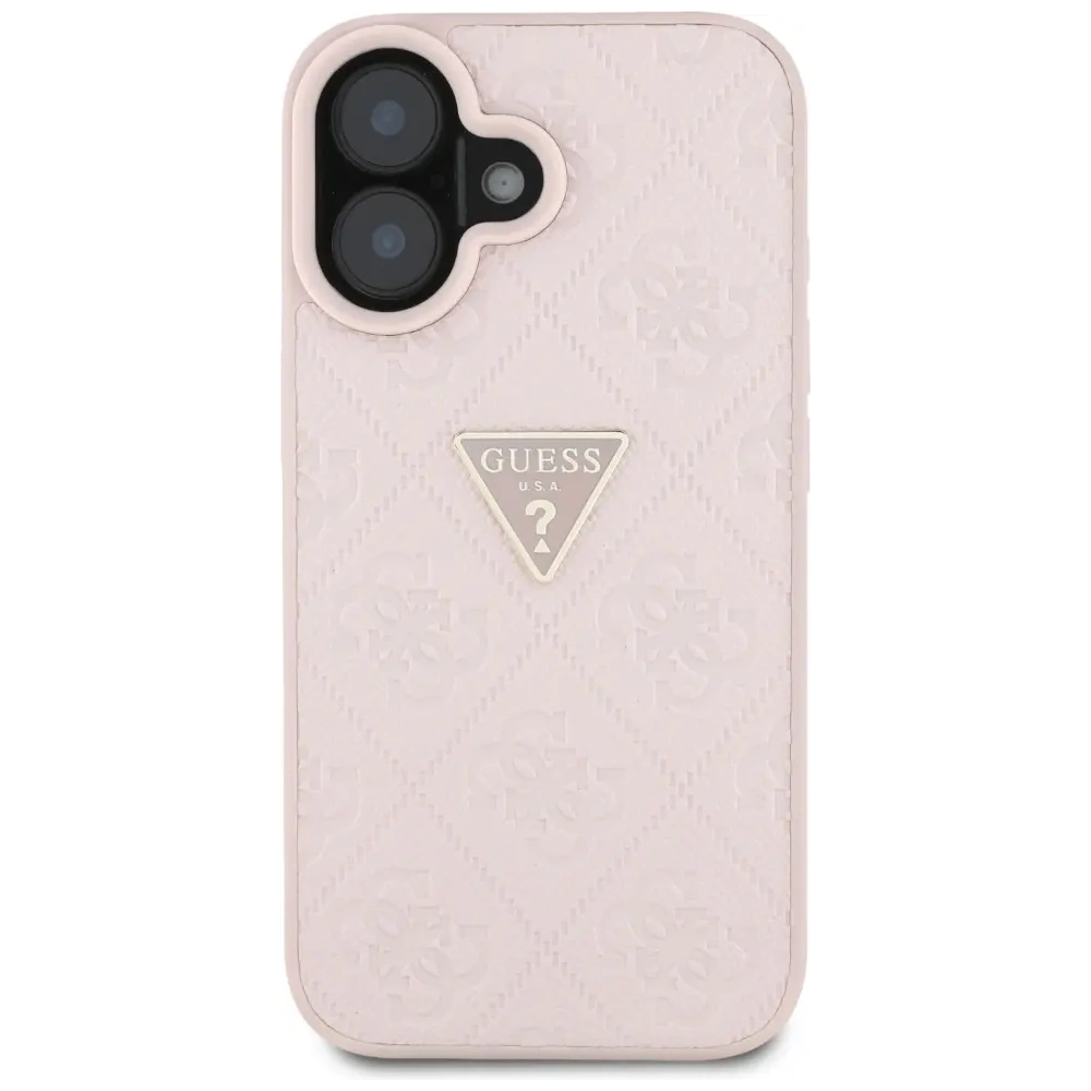 Wholesale Guess Hot Stamp 4G Pattern Triangle Metal Logo Apple iPhone 16 pink - GUE4386 - {ean13} - Hurt