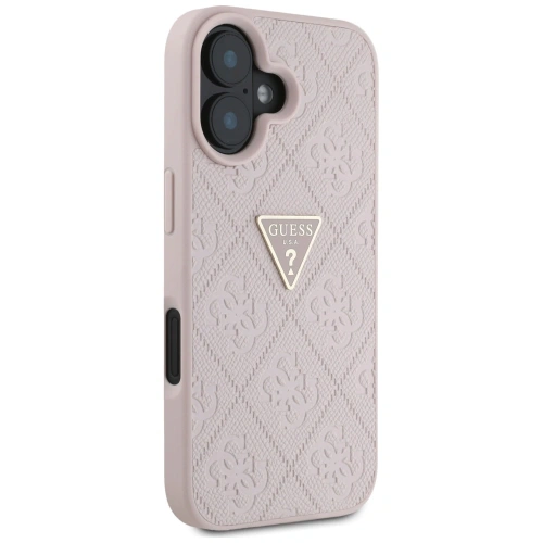 Etui Guess Hot Stamp 4G Pattern Triangle Metal Logo do Apple iPhone 16 różowy