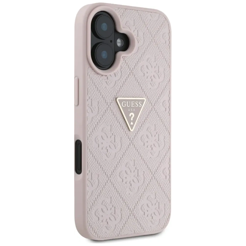Wholesale Guess Hot Stamp 4G Pattern Triangle Metal Logo Apple iPhone 16 pink - GUE4386 - {ean13} - Hurt