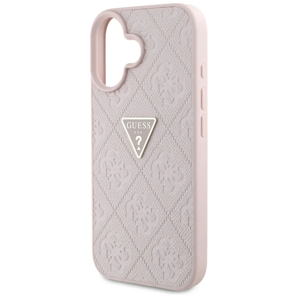 Wholesale Guess Hot Stamp 4G Pattern Triangle Metal Logo Apple iPhone 16 pink - GUE4386 - {ean13} - Hurt