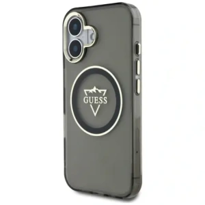 Wholesale Guess IML Metal Mountain Logo MagSafe Apple iPhone 16 black - GUE4387 - {ean13} - Hurt