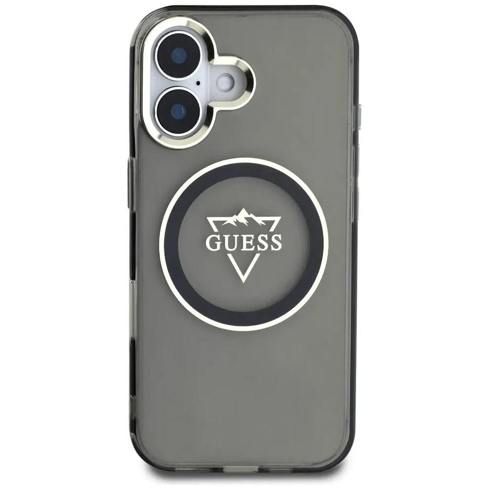 Wholesale Guess IML Metal Mountain Logo MagSafe Apple iPhone 16 black - GUE4387 - {ean13} - Hurt