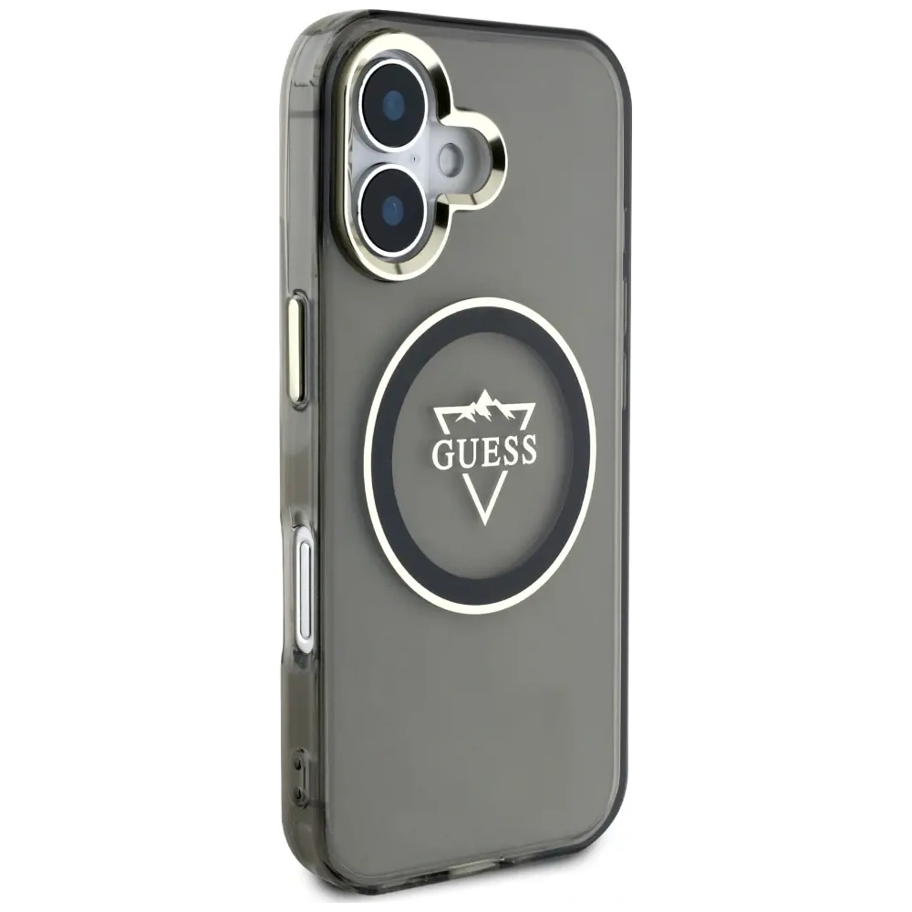 Wholesale Guess IML Metal Mountain Logo MagSafe Apple iPhone 16 black - GUE4387 - {ean13} - Hurt