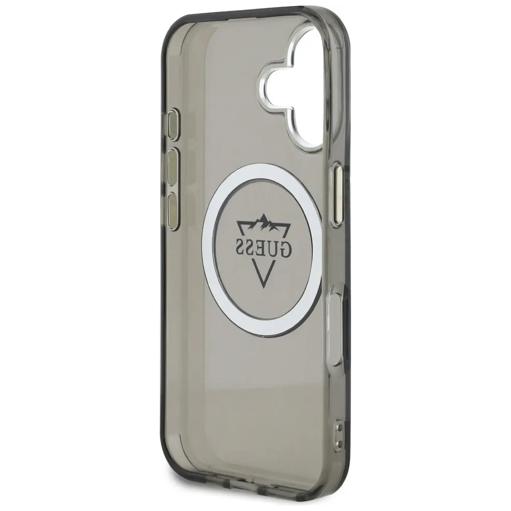 Wholesale Guess IML Metal Mountain Logo MagSafe Apple iPhone 16 black - GUE4387 - {ean13} - Hurt