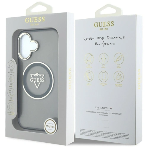 Etui Guess IML Metal Mountain Logo MagSafe do Apple iPhone 16 czarny