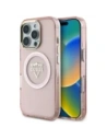 Etui Guess IML Metal Mountain Logo MagSafe pro Apple iPhone 16 Pro růžové