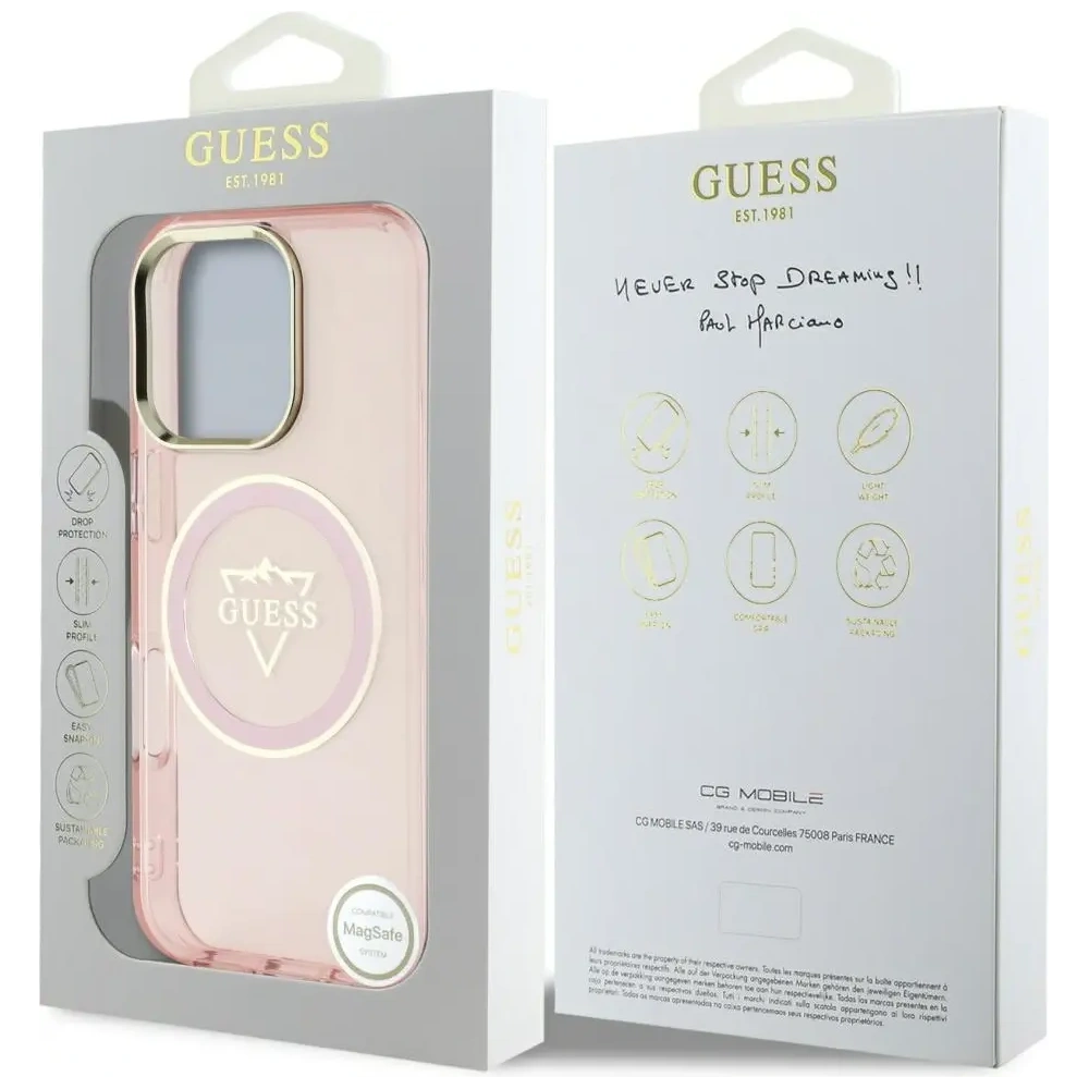 Hurtownia GSM - Etui Guess IML Metal Mountain Logo MagSafe pro Apple iPhone 16 Pro růžové - GUE4391 - {ean13} - Hurt