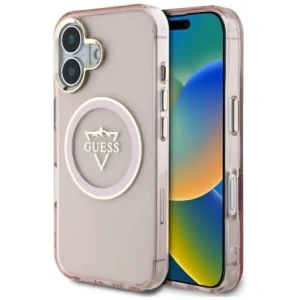 Wholesale Guess IML Metal Mountain Logo MagSafe Apple iPhone 16 pink - GUE4392 - {ean13} - Hurt