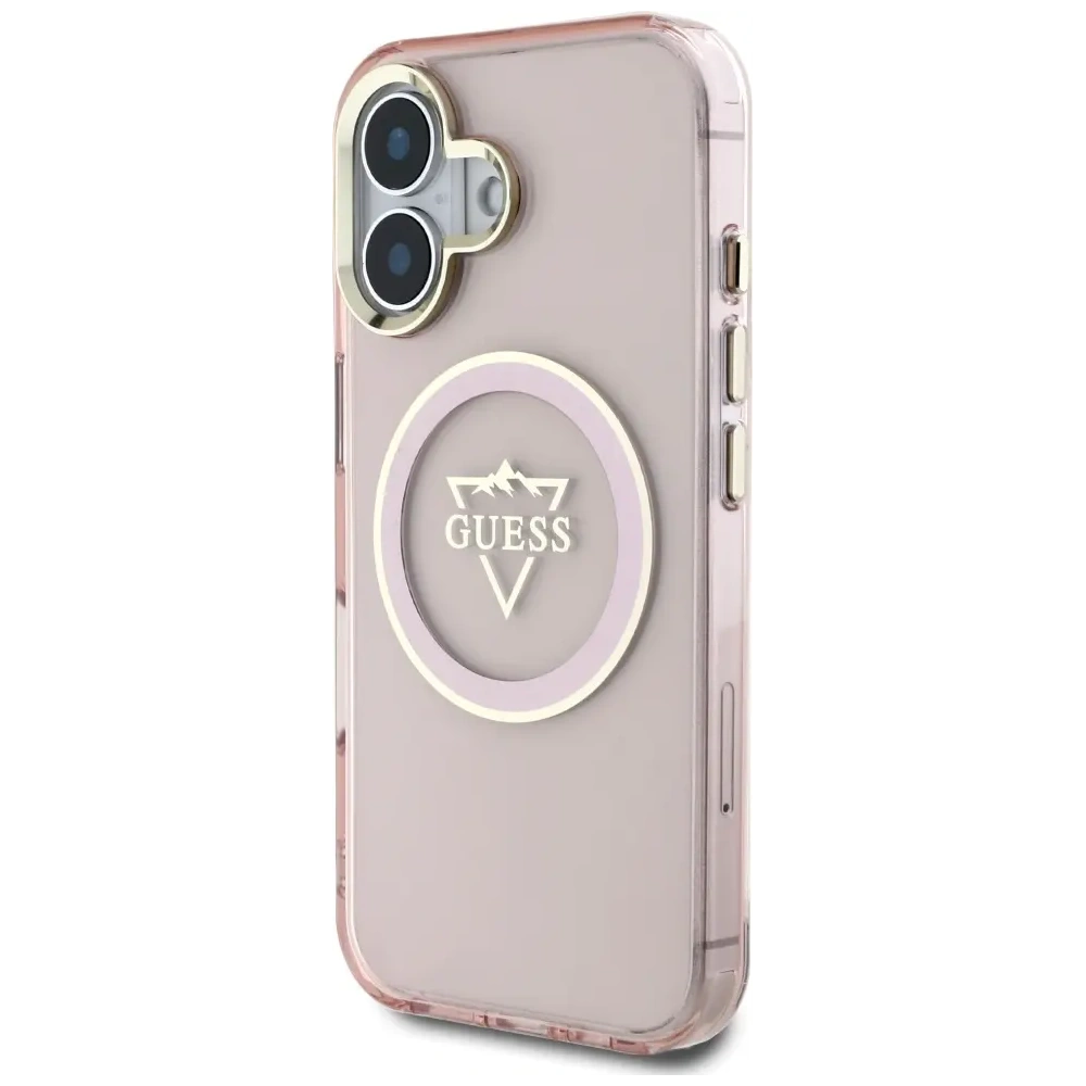 Wholesale Guess IML Metal Mountain Logo MagSafe Apple iPhone 16 pink - GUE4392 - {ean13} - Hurt