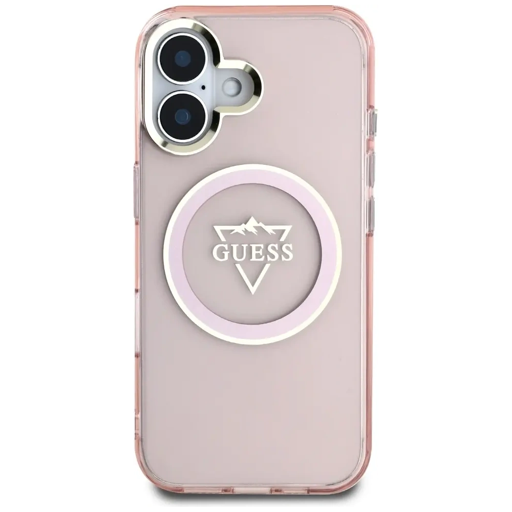 Wholesale Guess IML Metal Mountain Logo MagSafe Apple iPhone 16 pink - GUE4392 - {ean13} - Hurt